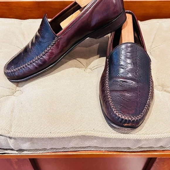Men's Leather Loafers - Burgundy - Picture 1 of 15